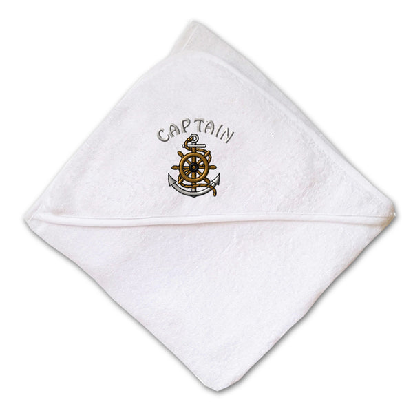 Baby Hooded Towel Captain Wheel Sailing Anchor Embroidery Kids Bath Robe Cotton - Cute Rascals