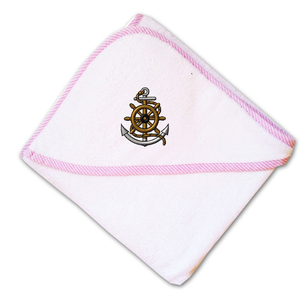 Baby Hooded Towel Wheel Anchor Rope Embroidery Kids Bath Robe Cotton - Cute Rascals