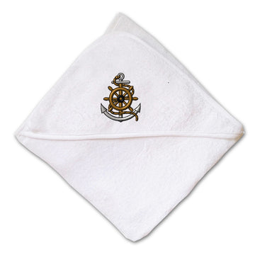 Baby Hooded Towel Wheel Anchor Rope Embroidery Kids Bath Robe Cotton