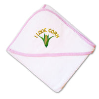 Baby Hooded Towel I Love Corn Farmer Embroidery Kids Bath Robe Cotton - Cute Rascals