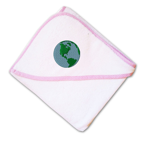 Baby Hooded Towel Globe Embroidery Kids Bath Robe Cotton - Cute Rascals