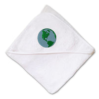 Baby Hooded Towel Globe Embroidery Kids Bath Robe Cotton - Cute Rascals
