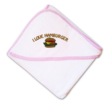 Baby Hooded Towel I Love Hamburger Embroidery Kids Bath Robe Cotton