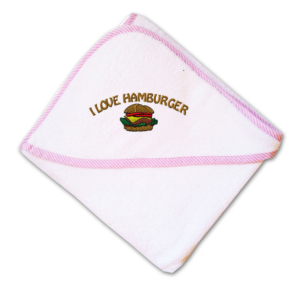 Baby Hooded Towel I Love Hamburger Embroidery Kids Bath Robe Cotton - Cute Rascals