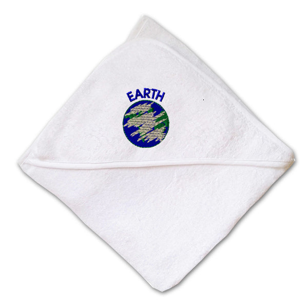 Baby Hooded Towel Earth Global Warming Embroidery Kids Bath Robe Cotton - Cute Rascals