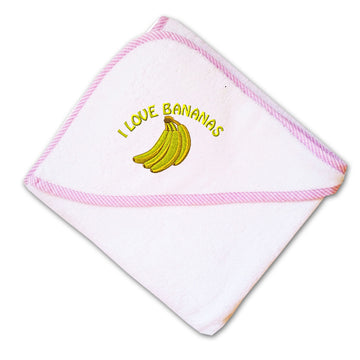 Baby Hooded Towel I Love Bananas Embroidery Kids Bath Robe Cotton