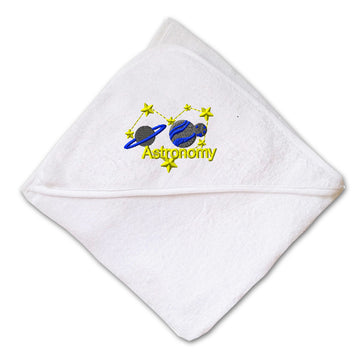 Baby Hooded Towel Astronomy Space Planets Stars Embroidery Kids Bath Robe Cotton