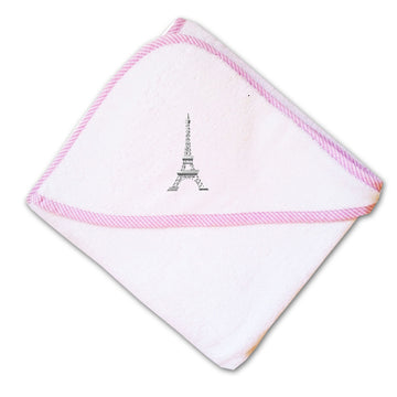 Baby Hooded Towel Paris Travel Eiffel Tower Embroidery Kids Bath Robe Cotton