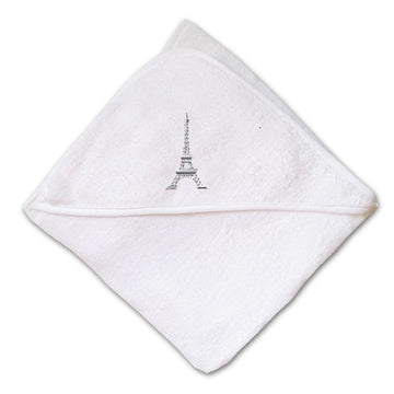 Baby Hooded Towel Paris Travel Eiffel Tower Embroidery Kids Bath Robe Cotton