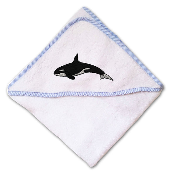 Baby Hooded Towel Orca A Embroidery Kids Bath Robe Cotton - Cute Rascals
