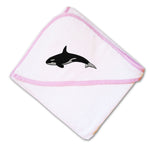 Baby Hooded Towel Orca A Embroidery Kids Bath Robe Cotton - Cute Rascals