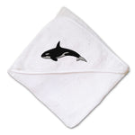 Baby Hooded Towel Orca A Embroidery Kids Bath Robe Cotton - Cute Rascals