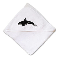 Baby Hooded Towel Orca A Embroidery Kids Bath Robe Cotton - Cute Rascals