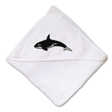 Baby Hooded Towel Orca A Embroidery Kids Bath Robe Cotton