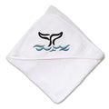 Baby Hooded Towel Whale Tail out Embroidery Kids Bath Robe Cotton