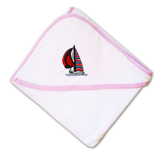 Baby Hooded Towel Sail Boat E Embroidery Kids Bath Robe Cotton - Cute Rascals