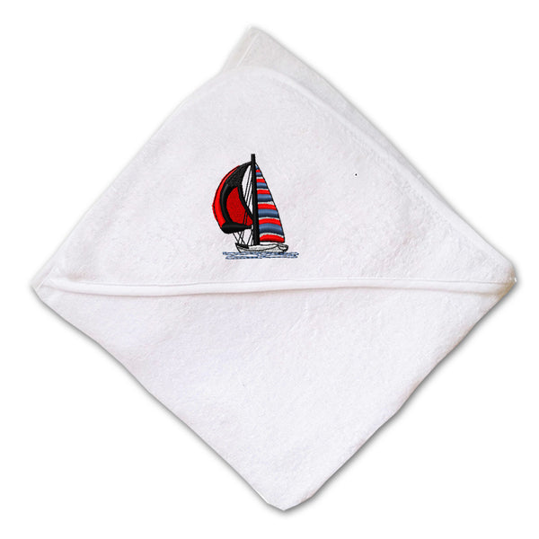 Baby Hooded Towel Sail Boat E Embroidery Kids Bath Robe Cotton - Cute Rascals
