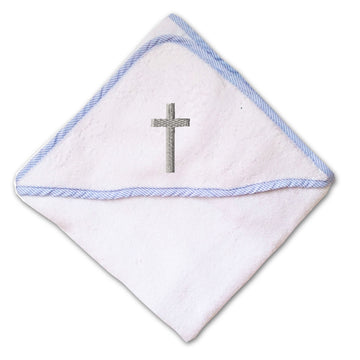 Baby Hooded Towel Cross Silver Embroidery Kids Bath Robe Cotton