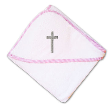 Baby Hooded Towel Cross Silver Embroidery Kids Bath Robe Cotton