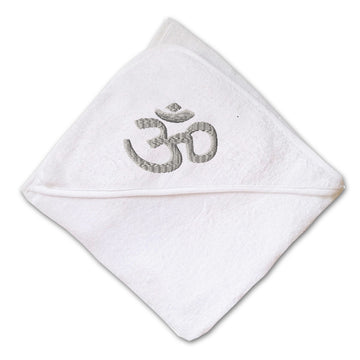 Baby Hooded Towel Religion Hinduism Symbol Embroidery Kids Bath Robe Cotton