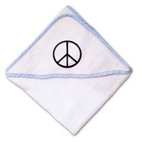 Baby Hooded Towel Thin Peace Sign Black Embroidery Kids Bath Robe Cotton - Cute Rascals