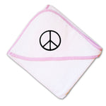 Baby Hooded Towel Thin Peace Sign Black Embroidery Kids Bath Robe Cotton - Cute Rascals