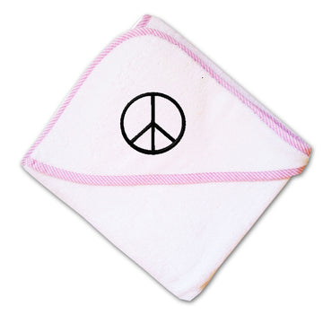 Baby Hooded Towel Thin Peace Sign Black Embroidery Kids Bath Robe Cotton