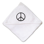 Baby Hooded Towel Thin Peace Sign Black Embroidery Kids Bath Robe Cotton - Cute Rascals