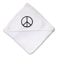 Baby Hooded Towel Thin Peace Sign Black Embroidery Kids Bath Robe Cotton - Cute Rascals