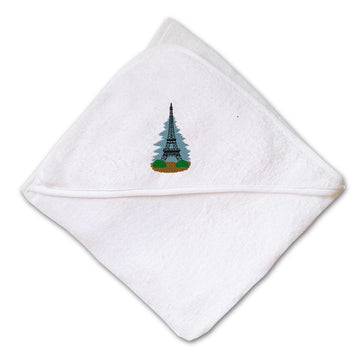 Baby Hooded Towel Eiffel Tower Embroidery Kids Bath Robe Cotton