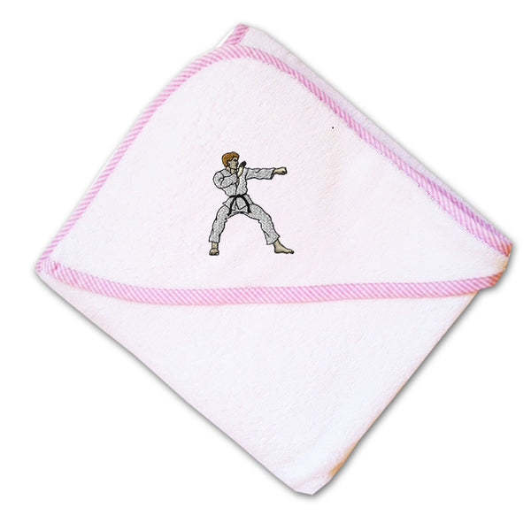 Baby Hooded Towel Karate Man Embroidery Kids Bath Robe Cotton - Cute Rascals