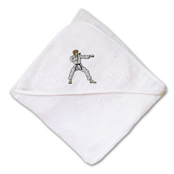Baby Hooded Towel Karate Man Embroidery Kids Bath Robe Cotton