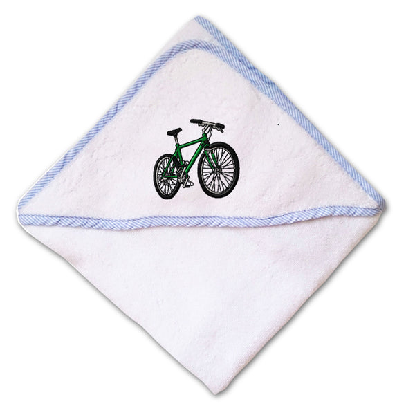 Baby Hooded Towel Mountain Green Bike Embroidery Kids Bath Robe Cotton - Cute Rascals