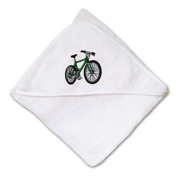 Baby Hooded Towel Mountain Green Bike Embroidery Kids Bath Robe Cotton - Cute Rascals