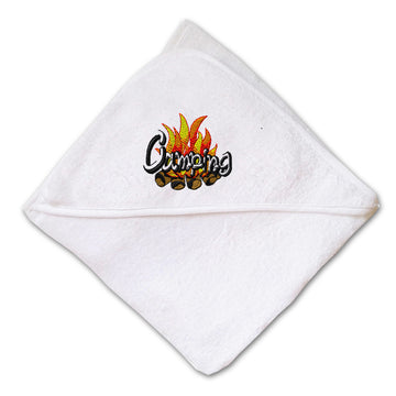 Baby Hooded Towel Camping Style B Embroidery Kids Bath Robe Cotton