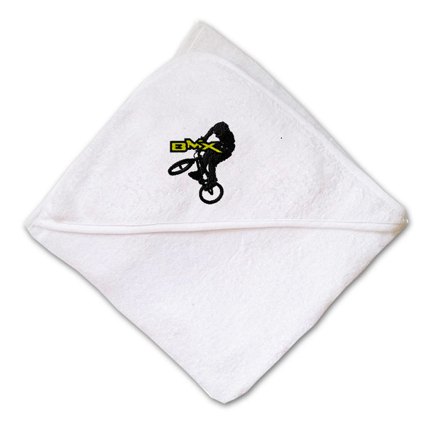 Baby Hooded Towel Sport Bmx Bike Logo Trick Yel Embroidery Kids Bath Robe Cotton - Cute Rascals