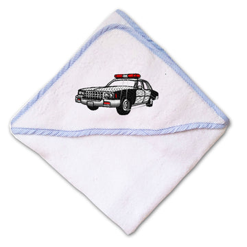 Baby Hooded Towel Police Car Embroidery Kids Bath Robe Cotton