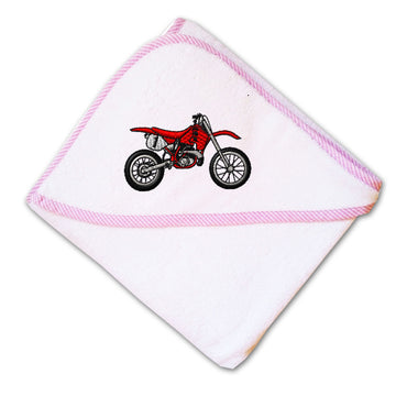 Baby Hooded Towel Red Dirt Bike Style A Embroidery Kids Bath Robe Cotton