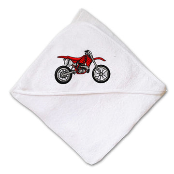 Baby Hooded Towel Red Dirt Bike Style A Embroidery Kids Bath Robe Cotton