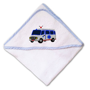 Baby Hooded Towel Paramedic Van Embroidery Kids Bath Robe Cotton