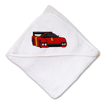 Baby Hooded Towel Red Sport Car Embroidery Kids Bath Robe Cotton
