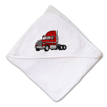 Baby Hooded Towel Red Truck Embroidery Kids Bath Robe Cotton