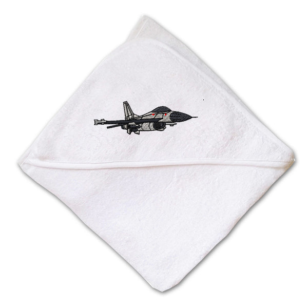 Baby Hooded Towel F-16 Fighting Falcon Embroidery Kids Bath Robe Cotton - Cute Rascals