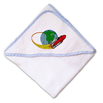Baby Hooded Towel Space Shuttle B Embroidery Kids Bath Robe Cotton