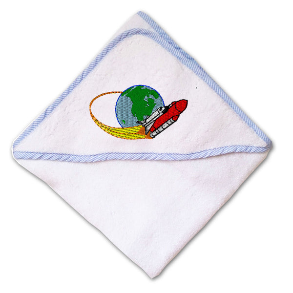 Baby Hooded Towel Space Shuttle B Embroidery Kids Bath Robe Cotton - Cute Rascals