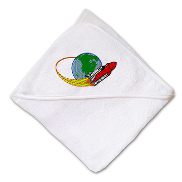 Baby Hooded Towel Space Shuttle B Embroidery Kids Bath Robe Cotton