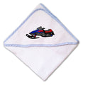 Baby Hooded Towel Royal Blue Snowmobile Embroidery Kids Bath Robe Cotton