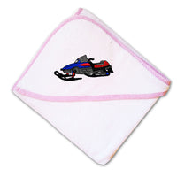 Baby Hooded Towel Royal Blue Snowmobile Embroidery Kids Bath Robe Cotton - Cute Rascals