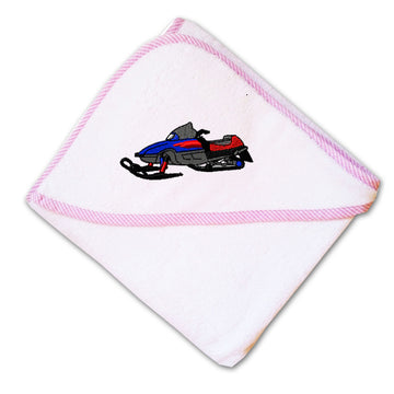 Baby Hooded Towel Royal Blue Snowmobile Embroidery Kids Bath Robe Cotton