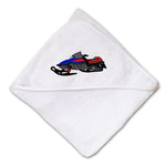 Baby Hooded Towel Royal Blue Snowmobile Embroidery Kids Bath Robe Cotton - Cute Rascals